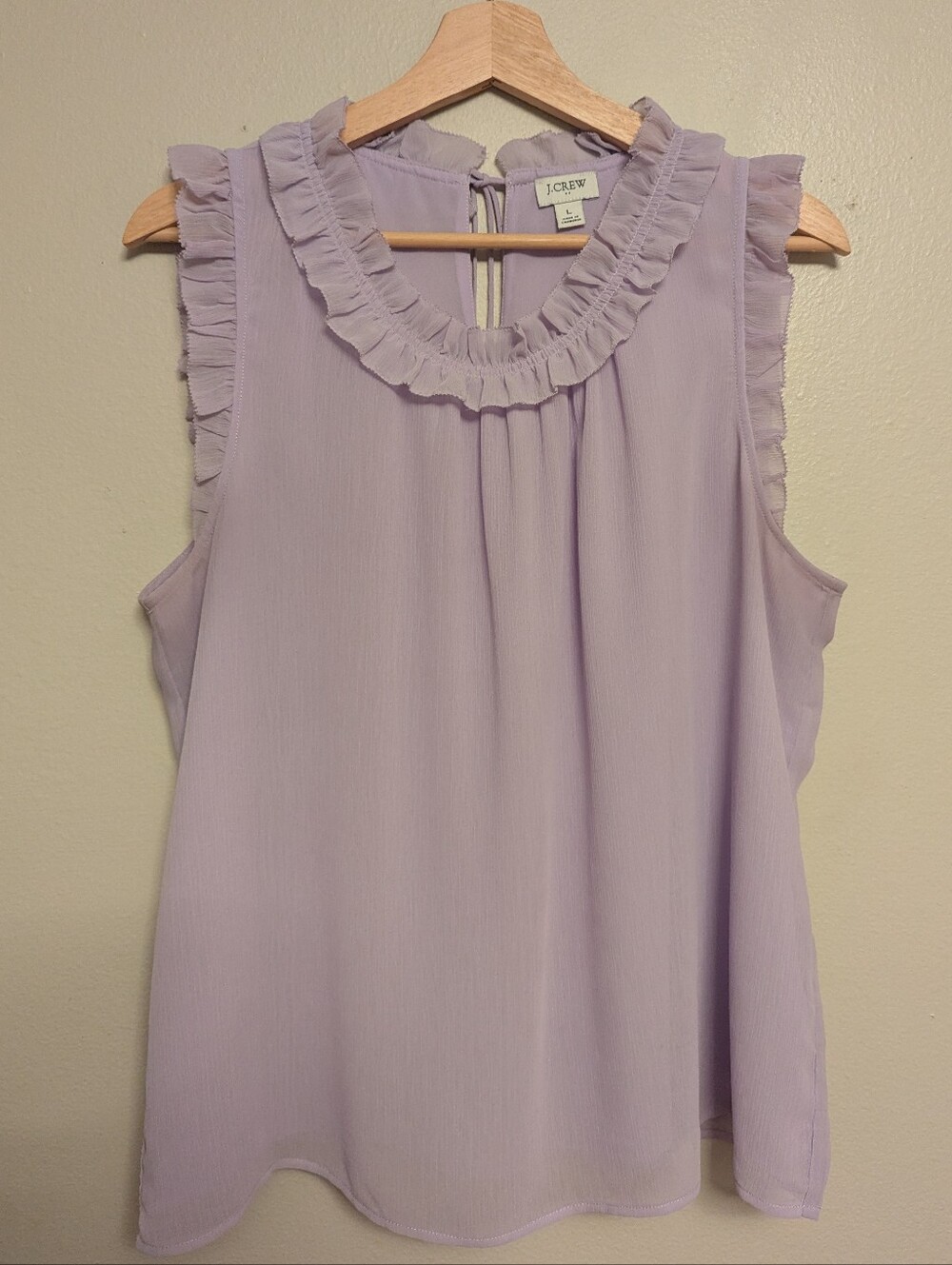 J.Crew Sleeveless Ruffle Tie-neck Top - Lilac